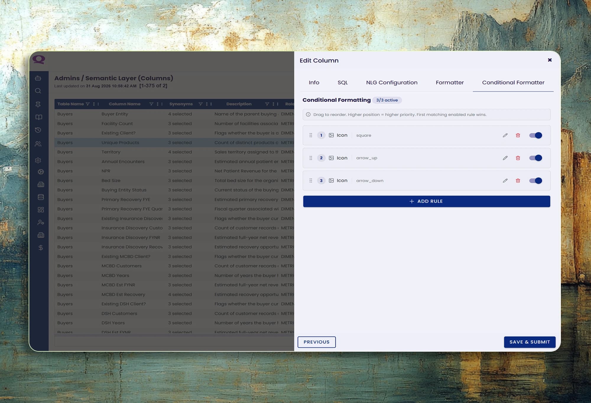 After: the QuaerisAI governed semantic layer defining one certified revenue metric